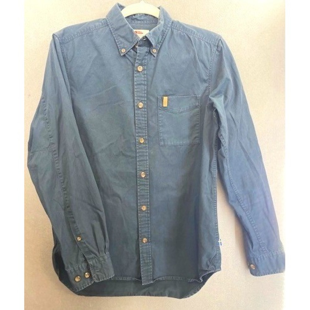 Fjallraven Ovik Solid Twill Shirt LS Mens Regular Fit Button Down Blue Size S‎
